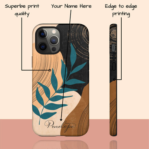 Abstract Flowers Custom Name iPhone Case